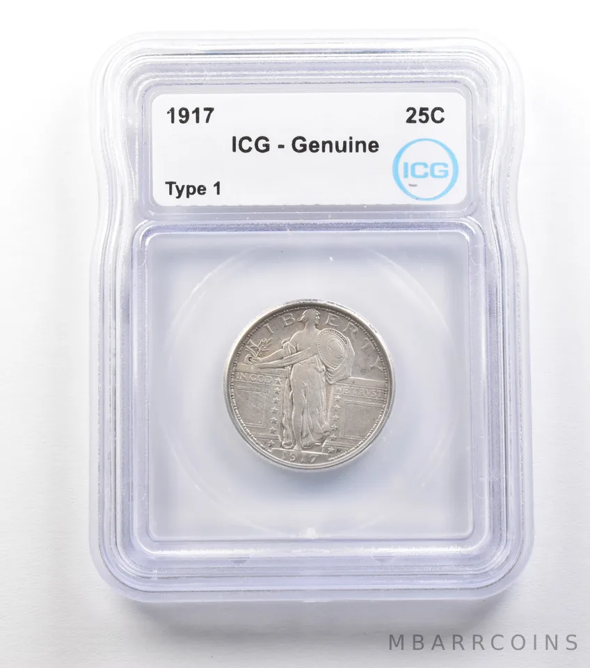 1917 Standing Liberty Quarter Type 1 Genuine ICG *1512