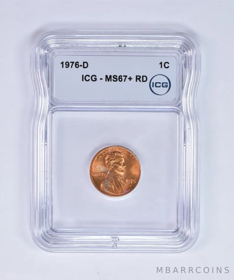 1976-D Lincoln Memorial Cent MS67+ RD ICG Beautiful Tone *8060