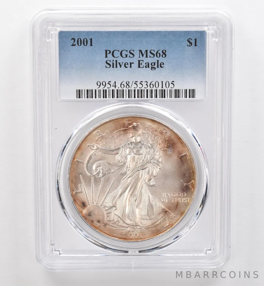 2001 American Silver Eagle MS68 PCGS Beautiful Tone *9536