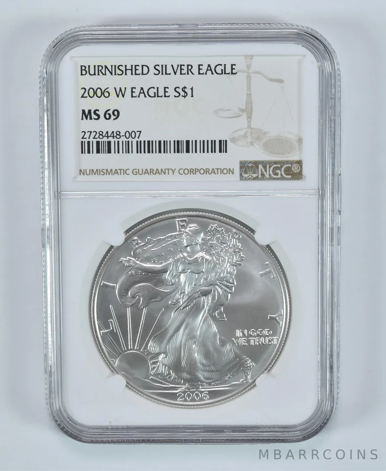 2006-W Burnished Silver Eagle MS69 NGC Brown Label