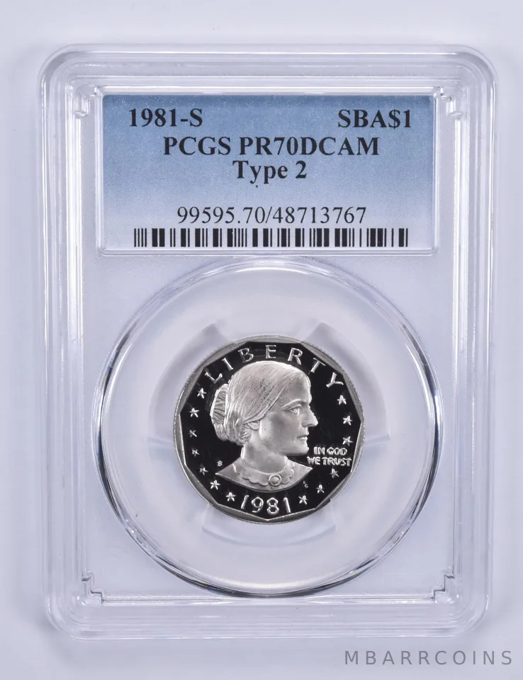 1981-S Susan B Anthony Dollar Type 2 PR70 DCAM PCGS Blue Label