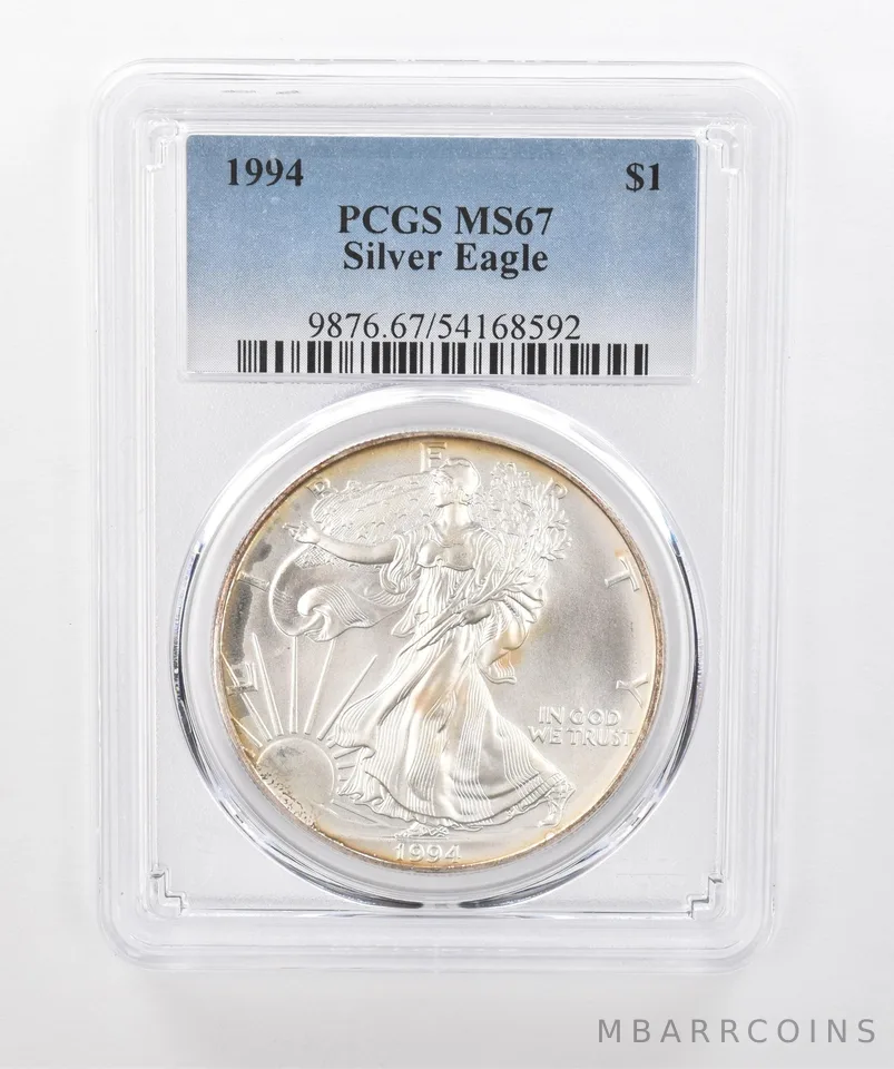 1994 American Silver Eagle MS67 PCGS Beautiful Tone *1506
