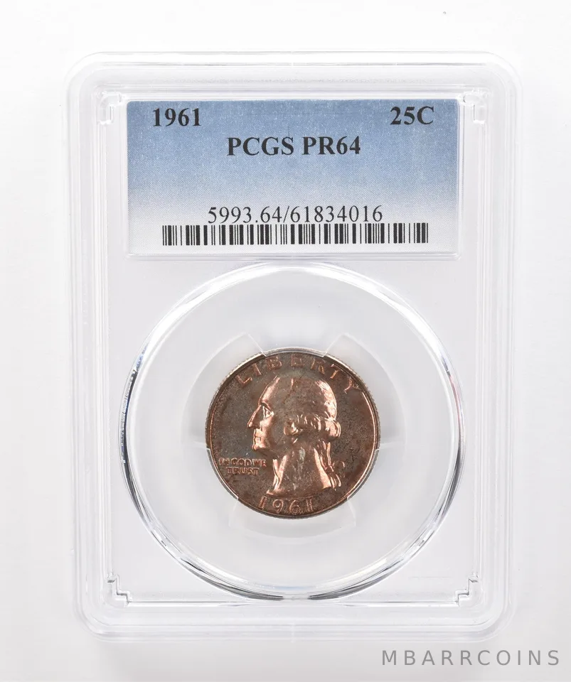 1961 Washington Quarter PR64 PCGS Beautiful Tone *1898