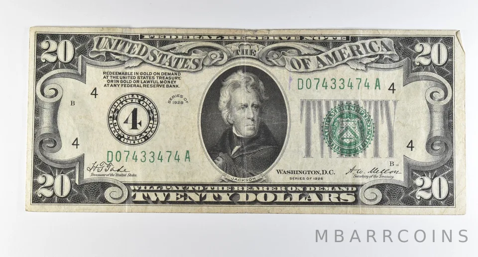 1928 $20 Cleveland OH FRN Green Seal Gold Certificate *0360