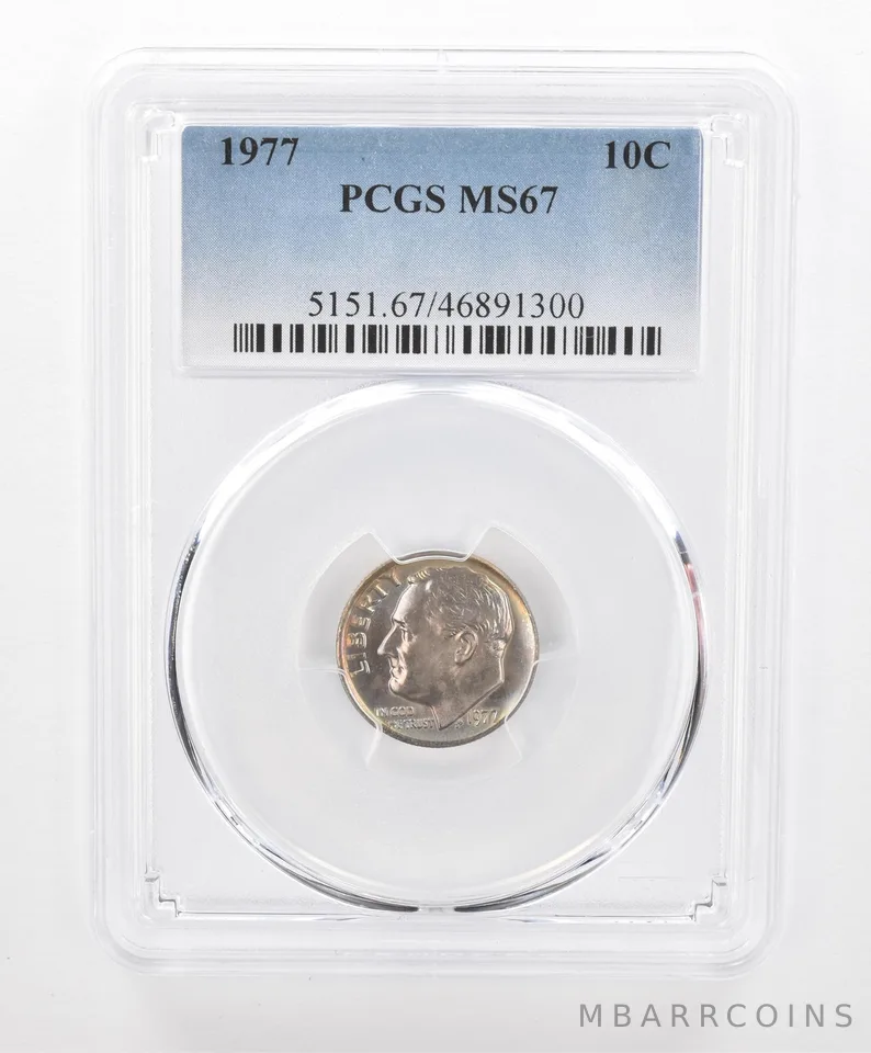 1977 Roosevelt Dime MS67 PCGS Beautiful Tone *2785