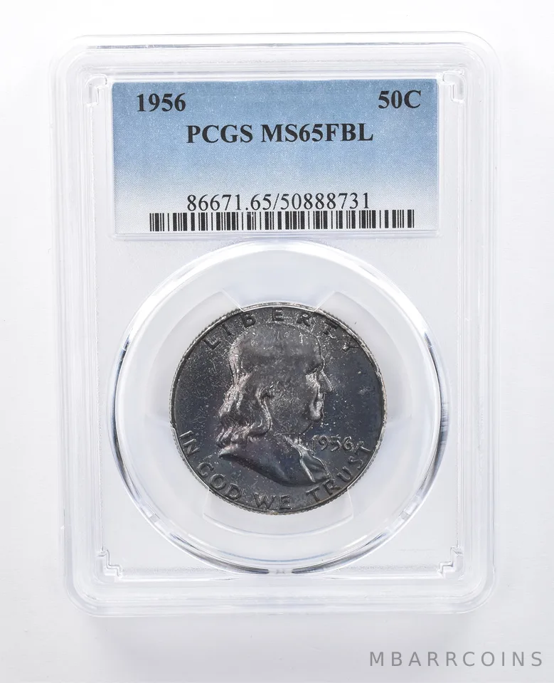 1956 Franklin Half Dollar MS65 FBL PCGS Blue Tone *8071