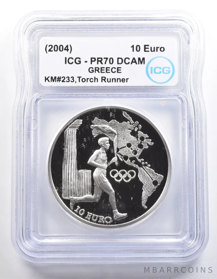 (2004) Greece 10 Euro Olympic Torch Runner KM#233 PR70 DCAM ICG *4055