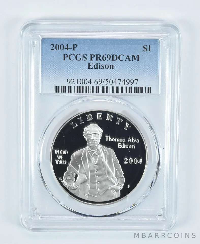 2004-P Thomas Edison Commemorative Dollar PR69 DCAM PCGS Blue Label