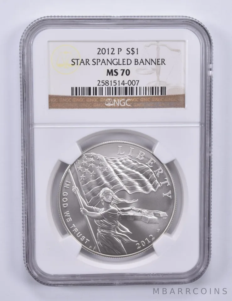 2012-P Star Spangled Banner Commemorative Dollar MS70 NGC Brown Label