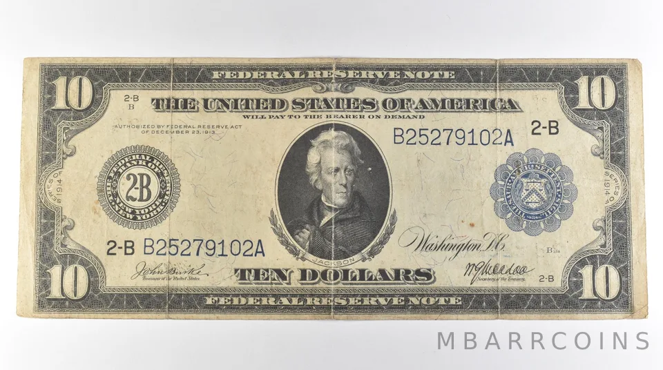 1914 $10 New York NY FRN Large Note Blue Seal *3088