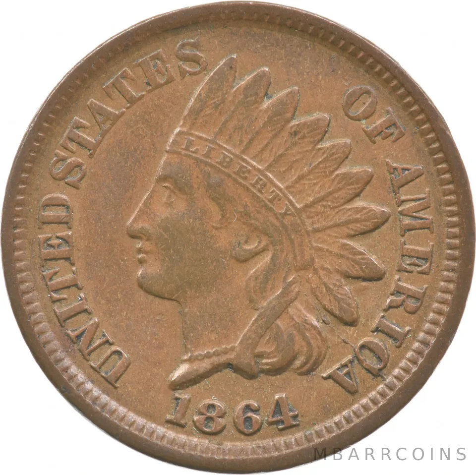 1864 Indian Head Cent Die Break Error *3674