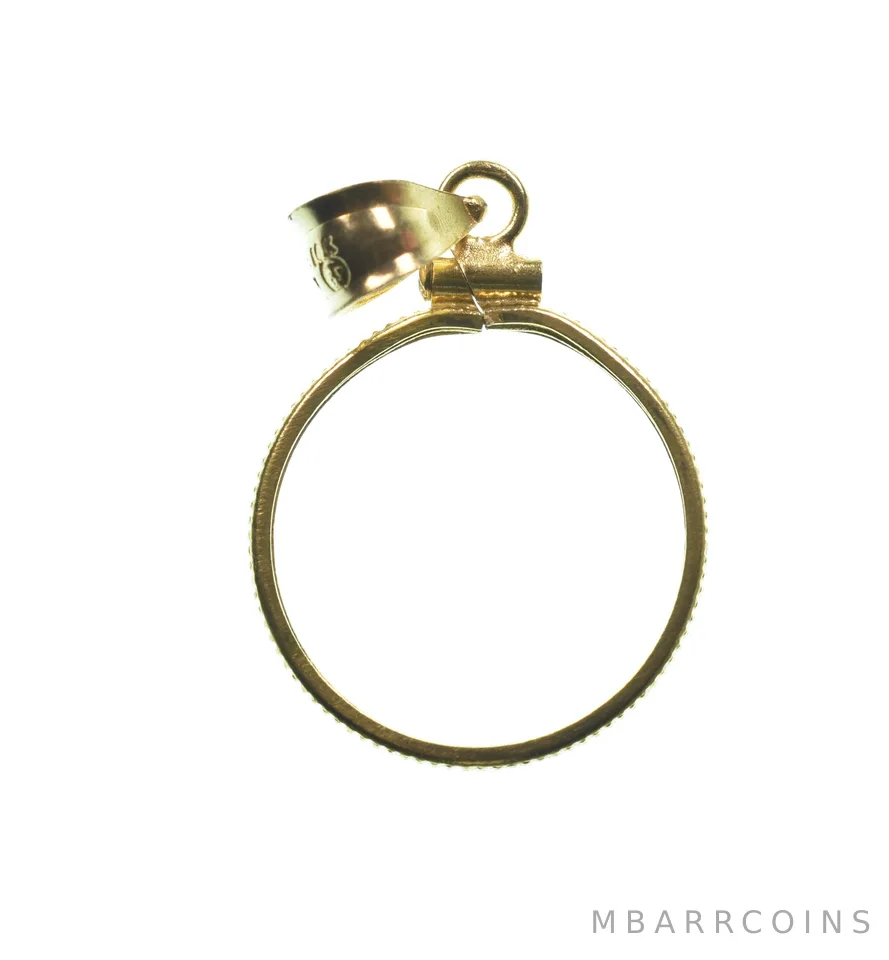 14K 19mm Gold Filled 5 Peso Mexico Coin Bezel Pendant Frame Edge *1334