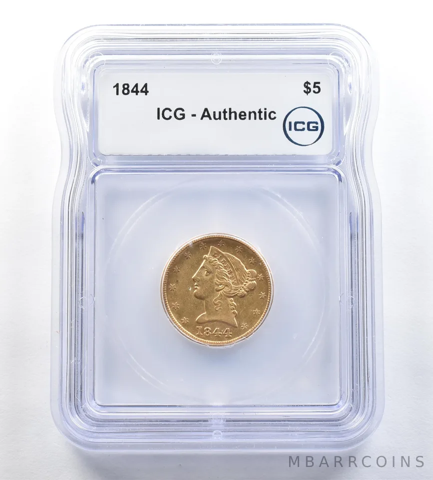 1844 $5 Liberty Head Gold Half Eagle Authentic ICG *0237