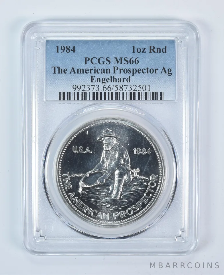1984 Engelhard Prospector 1 Oz Silver Round MS66 PCGS