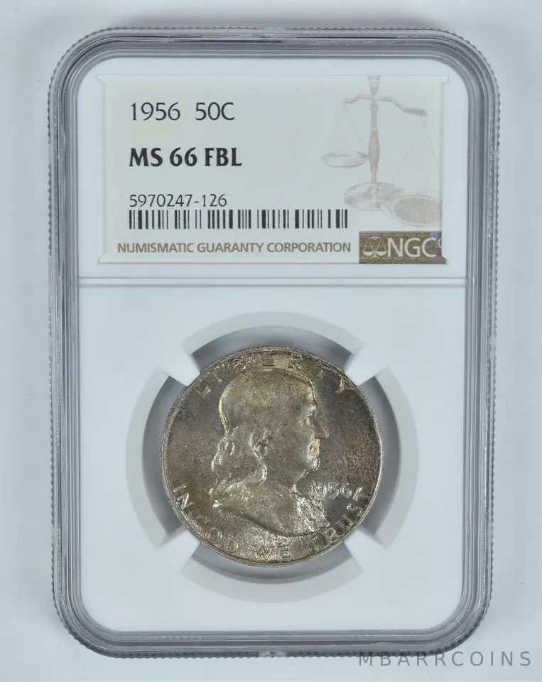 MS66 FBL 1956 Franklin Half Dollar - Graded NGC Toned! a8924