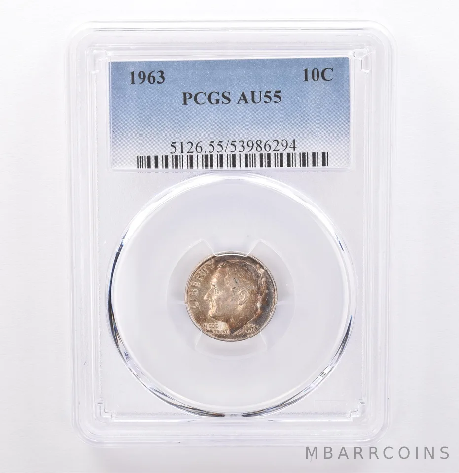1963 Roosevelt Dime AU55 PCGS Beautiful Tone *9320