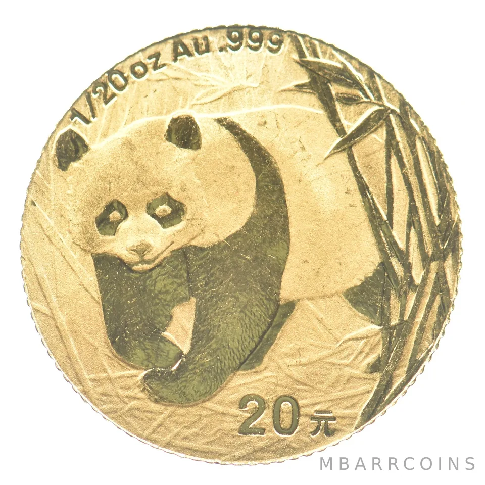 2001 China 20 Yuan Gold Panda 1/20 Oz Gold *2508