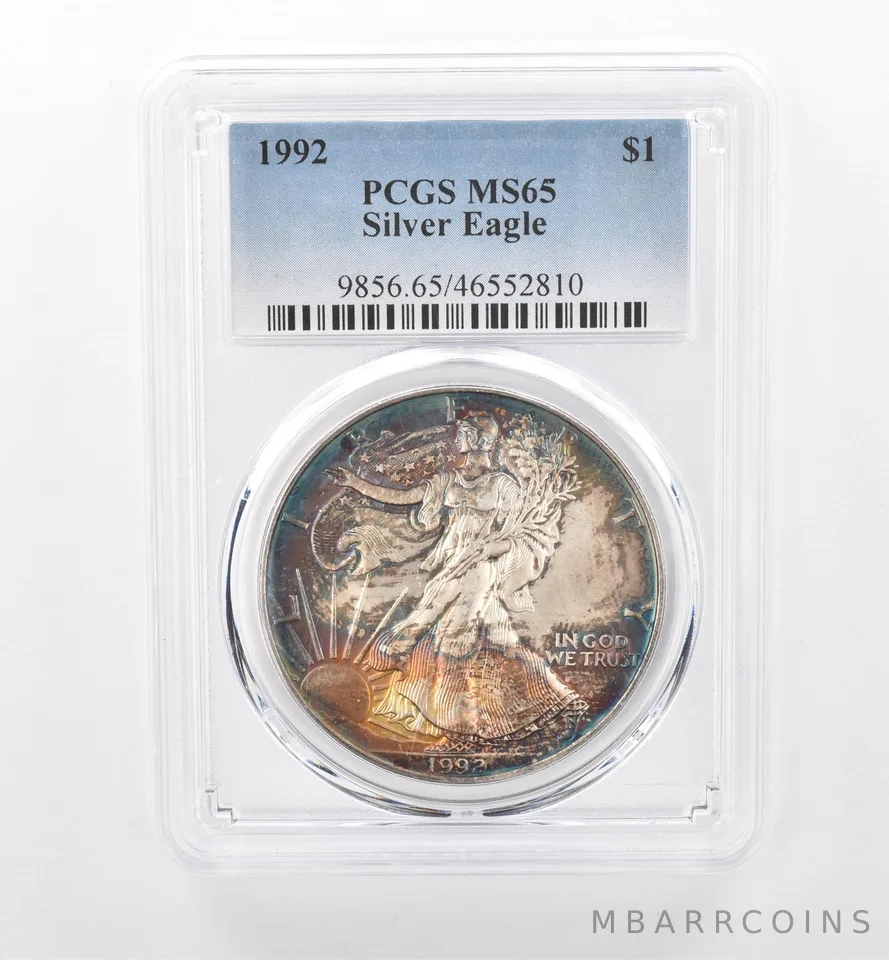 1992 American Silver Eagle MS65 PCGS Beautiful Tone *1955