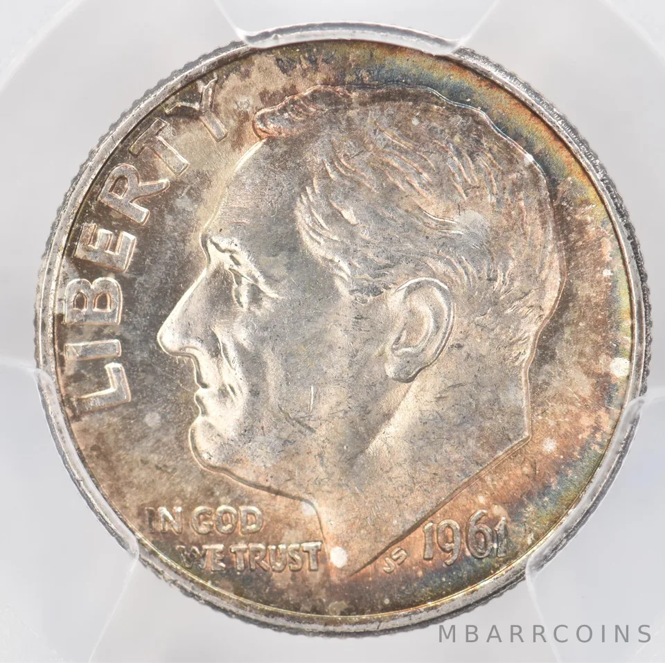 1961 Roosevelt Dime MS63 PCGS Beautiful Tone *0901