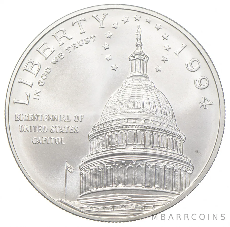 1994-D Unc US Capitol Commemorative Silver Dollar $1
