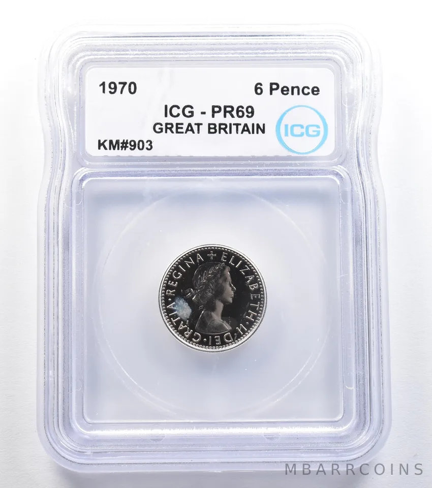 1970 Great Britain 6 Pence KM#903 PR69 ICG *7837