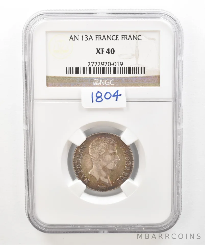(1804) AN 13 A France Franc XF40 NGC Beautiful Tone *5202