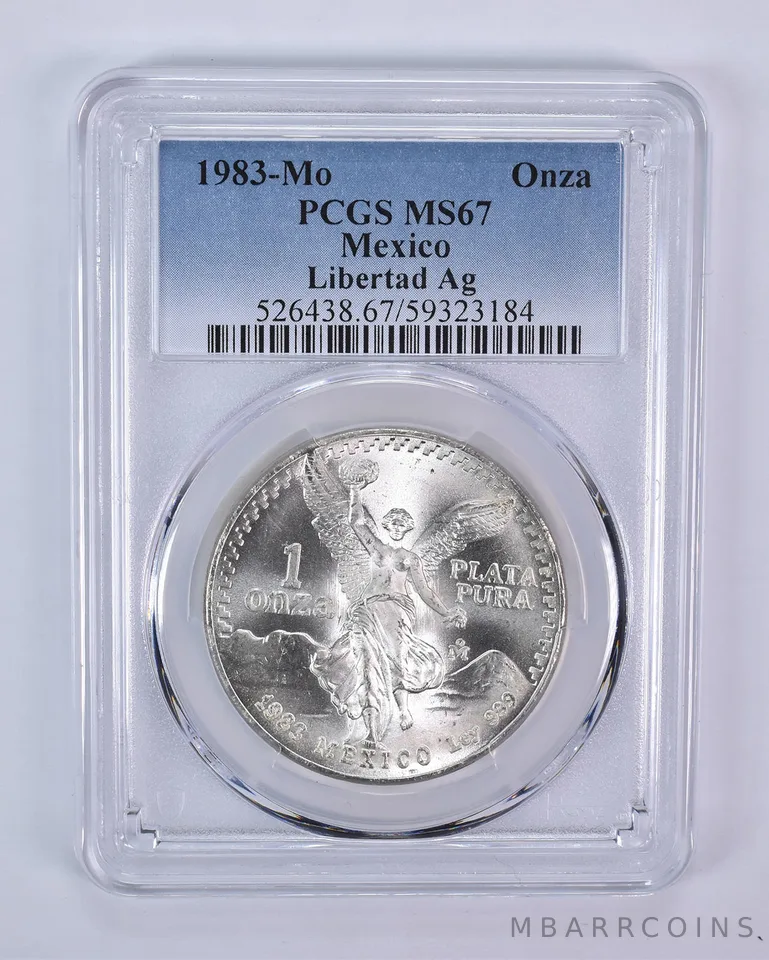 1983 Mo Mexico 1 Onza Silver Libertad MS67 PCGS Blue Label