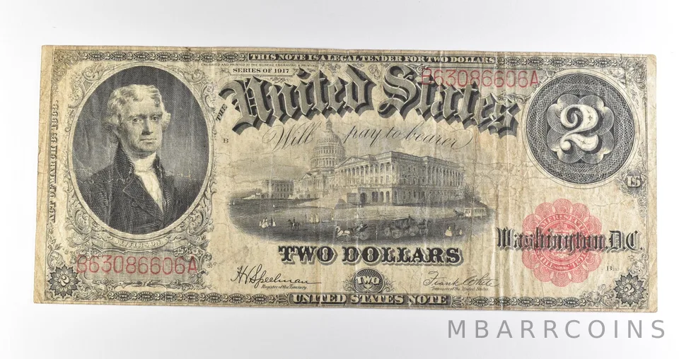 1917 $2 Legal Tender Large Note Red Seal *4573