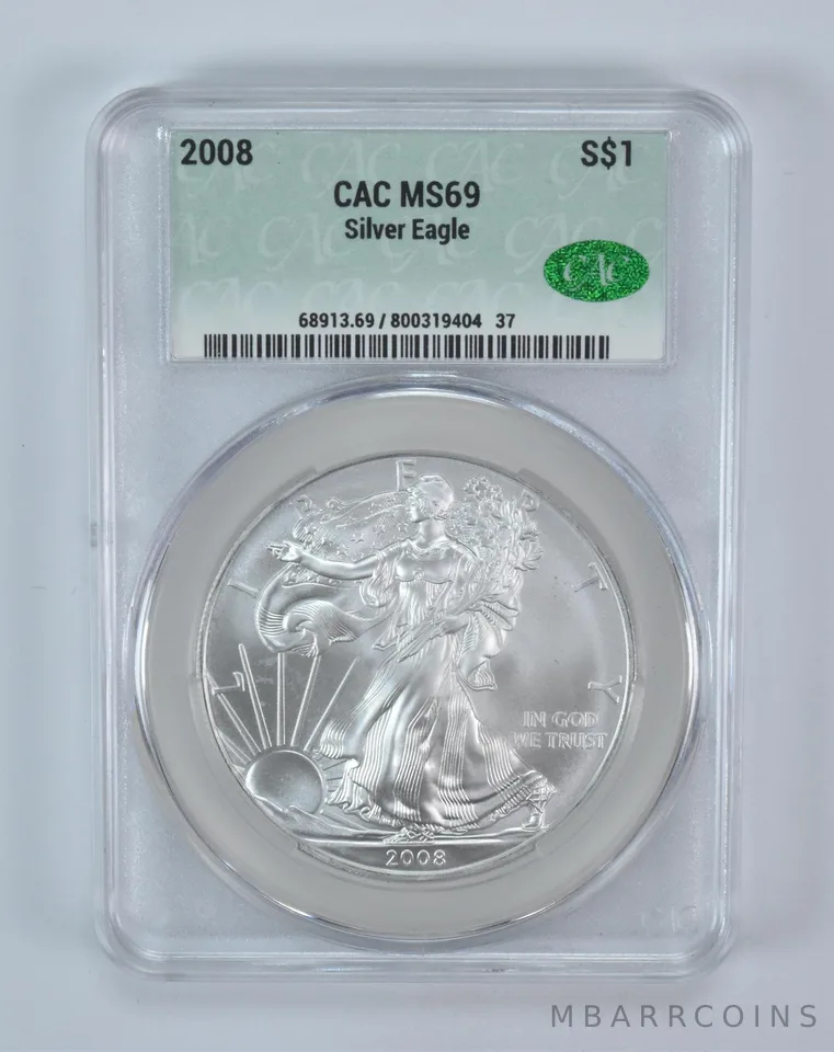 2008 American Silver Eagle MS69 CAC CACg