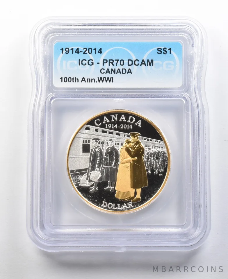 2014 Canada Silver Dollar Gilt WWI Anniversary PR70 DCAM ICG *0292