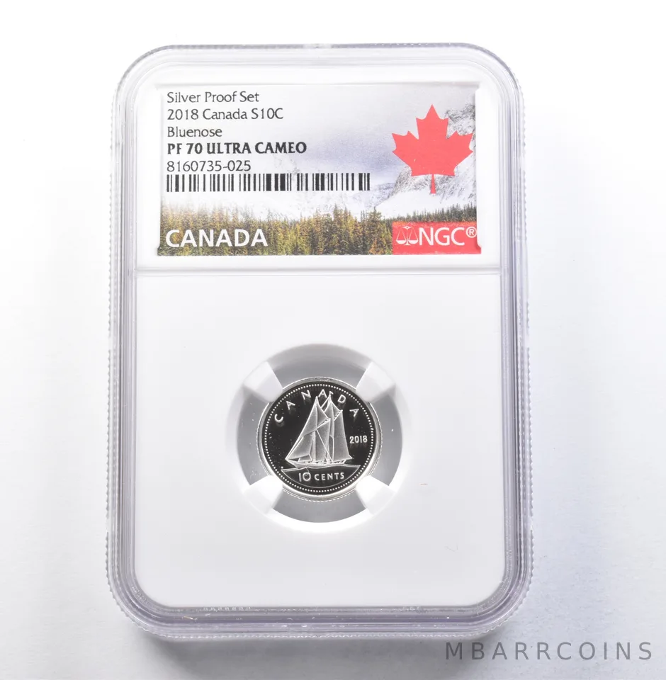 2018 Canada 10 Cents Silver Proof Set Bluenose PF70 UCAM NGC *5882