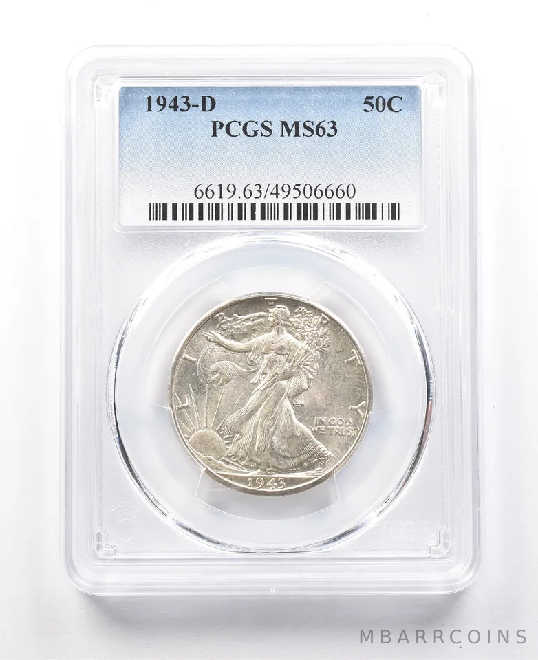 1943-D Walking Liberty Half Dollar FS-101 DDO MS63 PCGS a3063