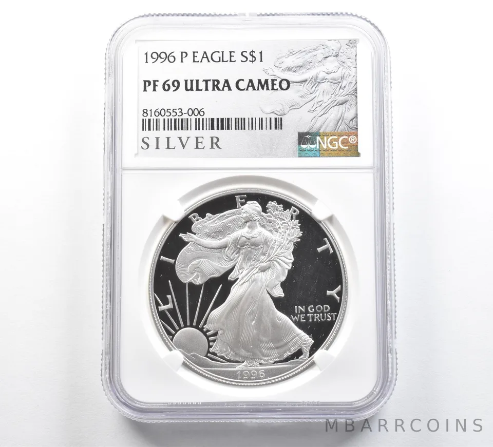 1996-P American Silver Eagle PF69 UCAM NGC Silver Label