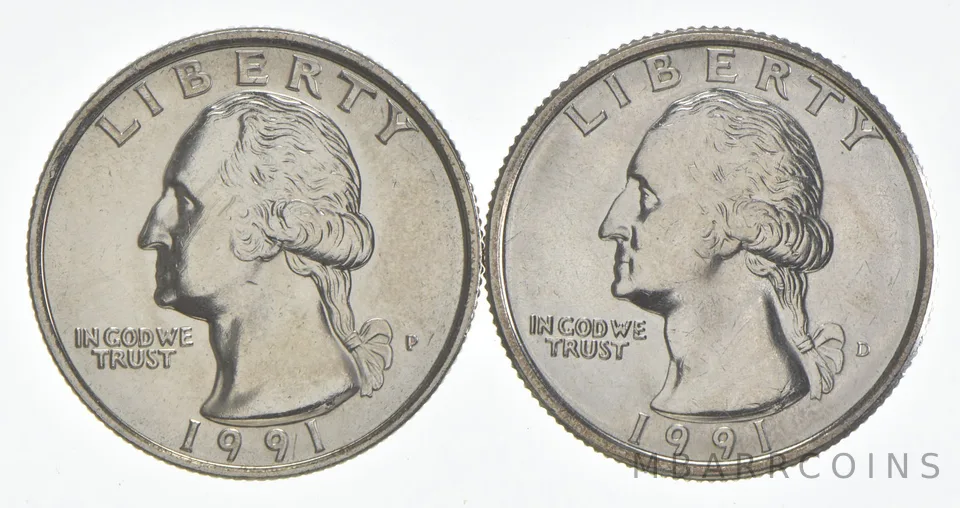 1991 P+D Washington Quarter Clad Unc Bundle