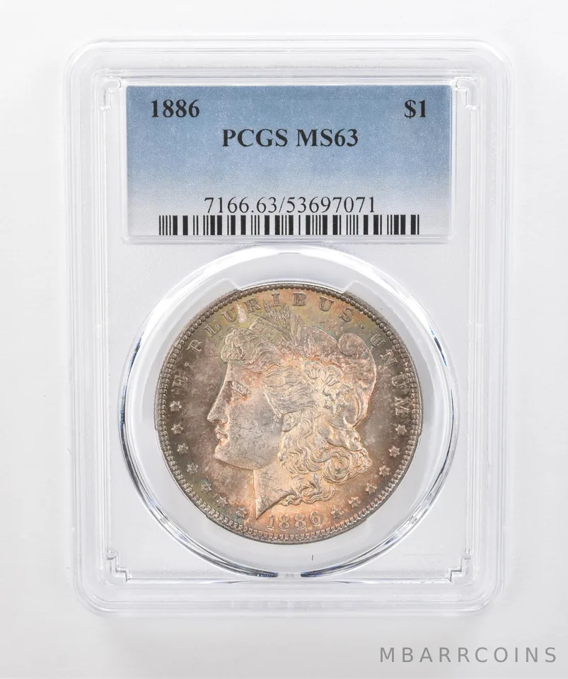 1886 Morgan Silver Dollar MS63 PCGS Beautiful Tone *1482