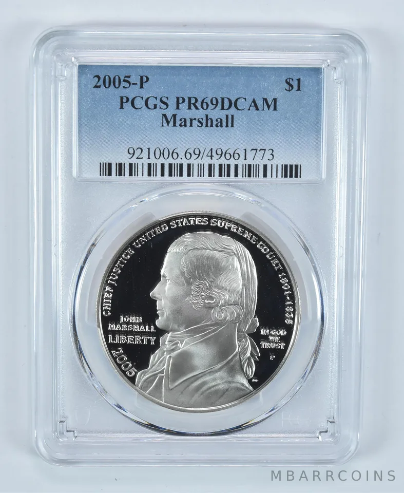 2005-P John Marshall Commemorative Dollar PR69 DCAM PCGS Blue Label