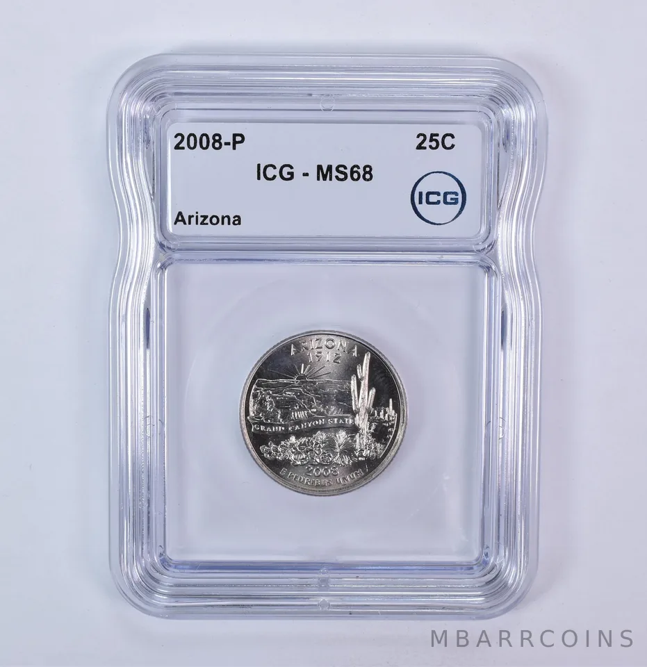 2008-P Washington State Quarter Arizona MS68 ICG