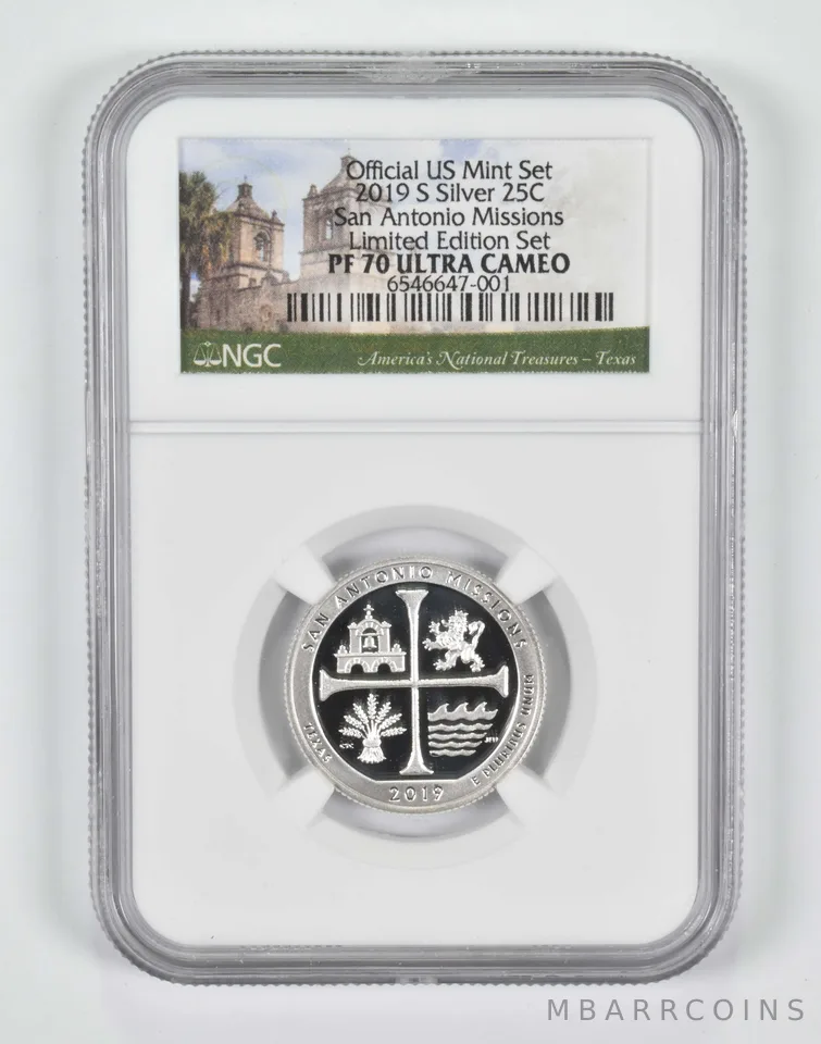 2019-S PF70 Silver Quarter San Antonio Missions NGC Limited Edition Set