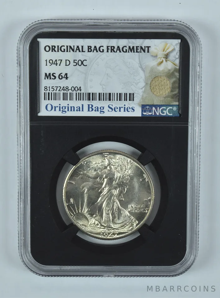 1947-D Walking Liberty Half Dollar Original Bag Fragment MS64 NGC