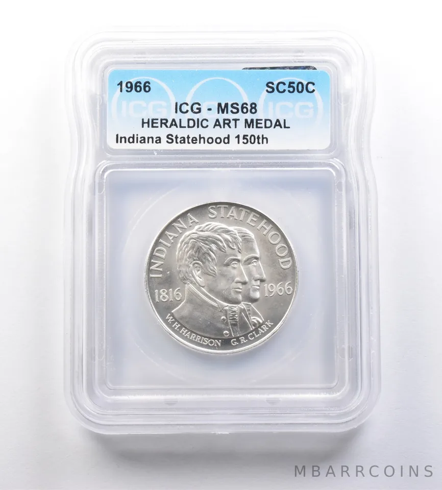 1966 So-Called Half Dollar Indiana Statehood 150th MS68 ICG *7227