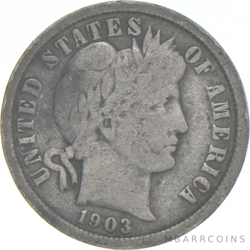 1903-O Barber Dime 90% Silver Average Circ