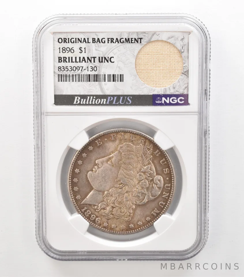 1896 Morgan Silver Dollar Original Bag Fragment BU NGC Beautiful Tone a3624