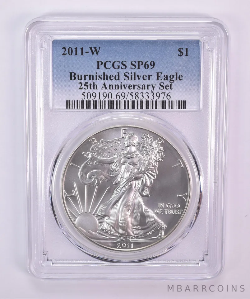 2011-W Burnished Silver Eagle 25th Anniversary Set SP69 PCGS
