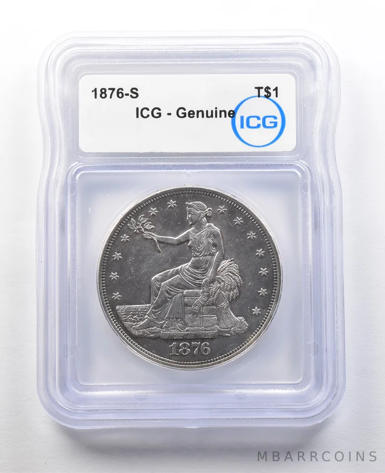 1876-S Seated Liberty Trade Silver Dollar Genuine ICG *8899