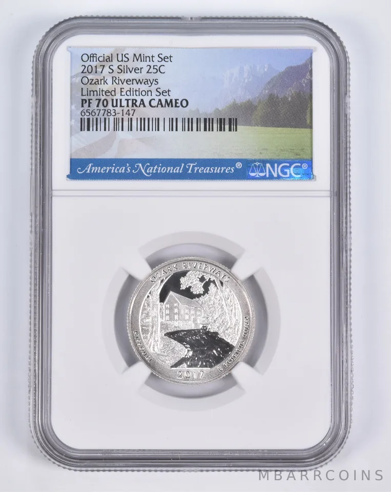 2017-S Silver PF70 ANT Ozark Riverways Quarter Limited Edition NGC