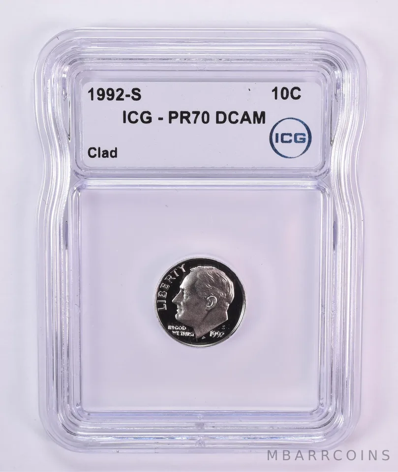 1992-S Roosevelt Dime PR70 DCAM ICG