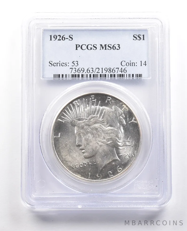 1926-S Peace Silver Dollar MS63 PCGS *6027