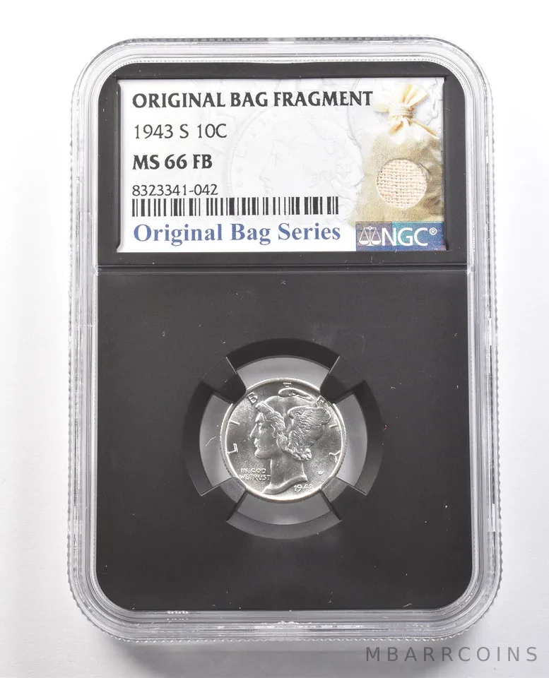 1943-S Mercury Dime Original Bag Fragment MS66 FB NGC *6141