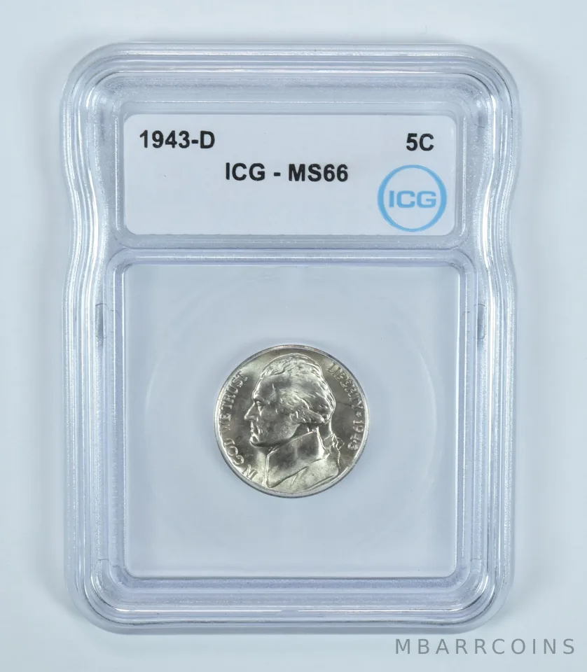 1943-D Jefferson Nickel MS66 ICG WTN War Silver