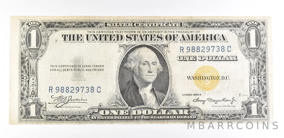 1935 A $1 Silver Certificate North Africa Yellow Seal Fr#2309 WWII *9371